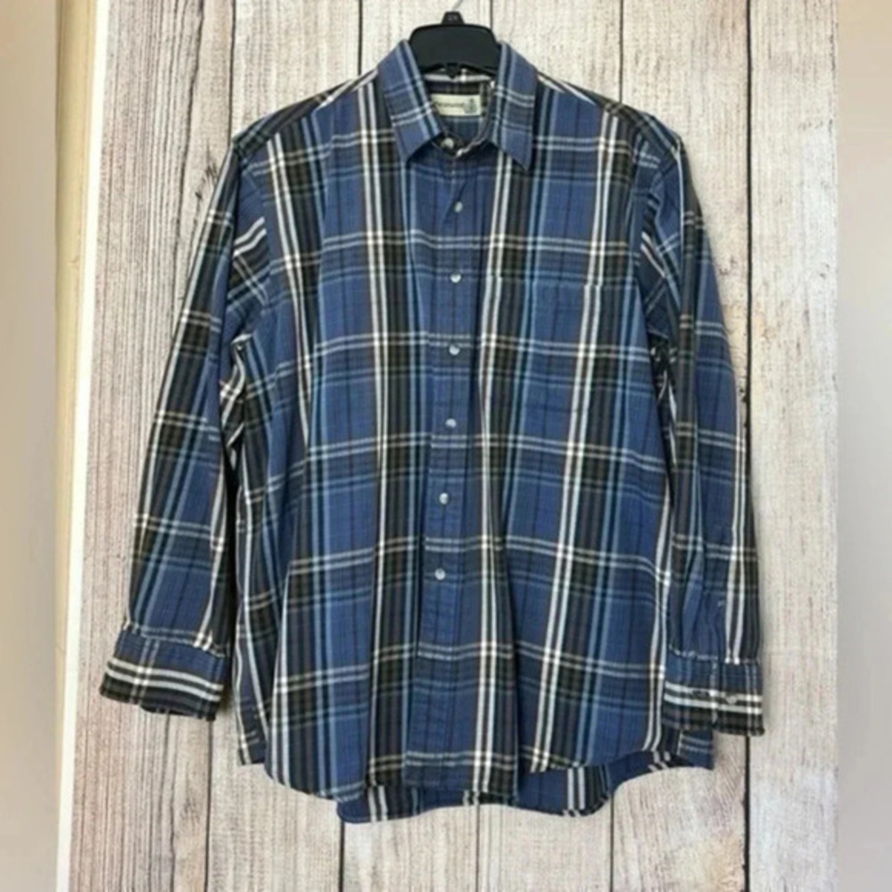 Vintage 90s Sears Fieldmaster Heavy Cotton Navy Flannel Button Shirt XL